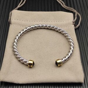 David Yurman Silver Open Cable Cuff Bracelet